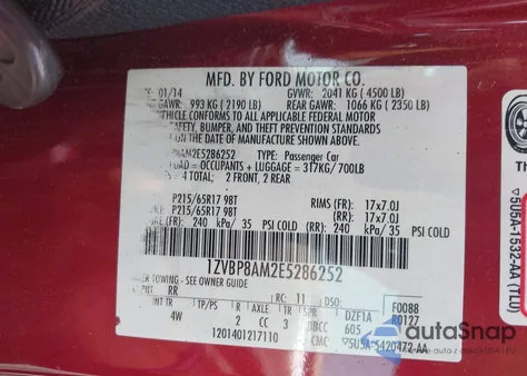 2014 Ford Mustang V6 Premium из США, поврежденный, VIN 1ZVBP8AM2E5286252